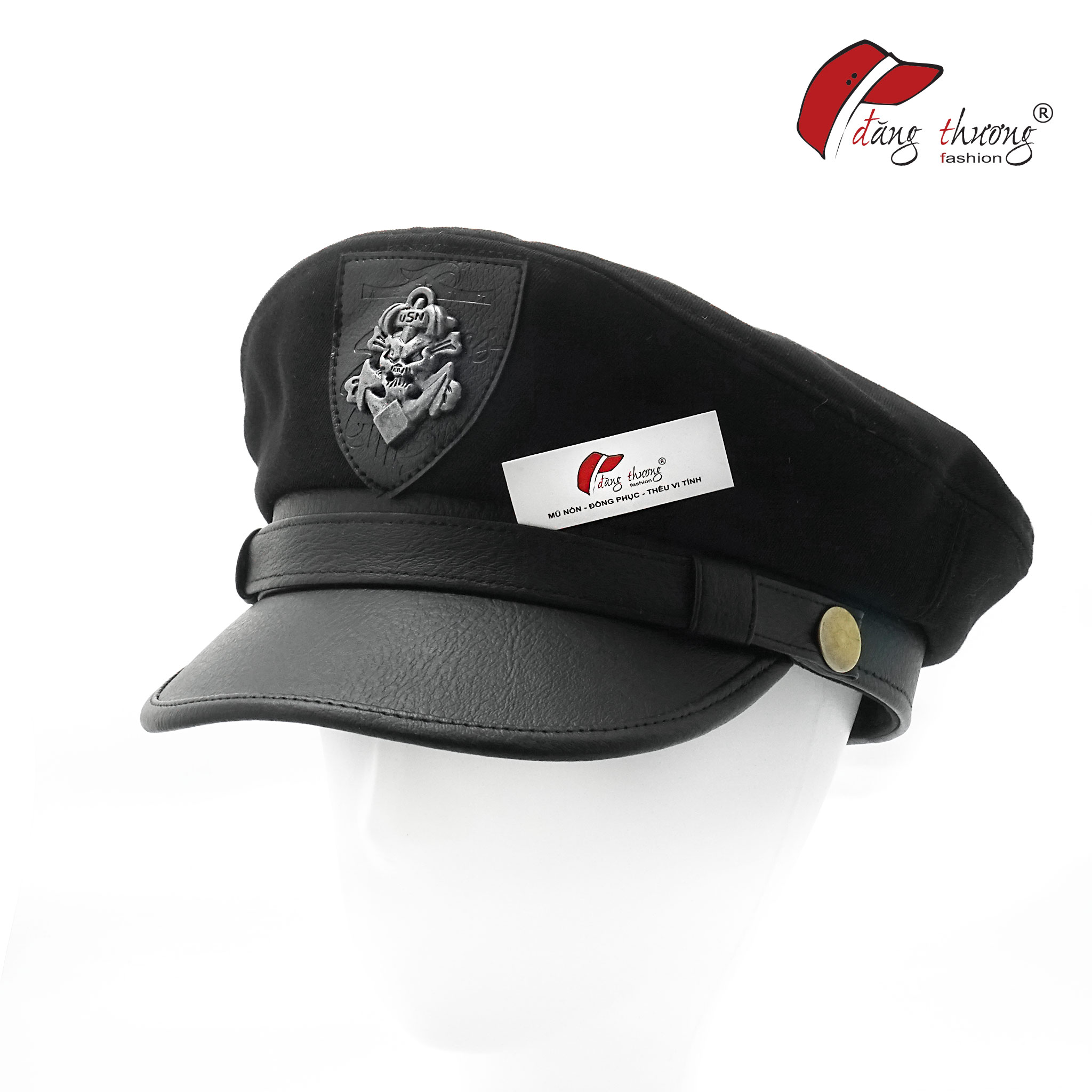 Mũ nón baker boy cap huy hiệu đầu lâu cá tính