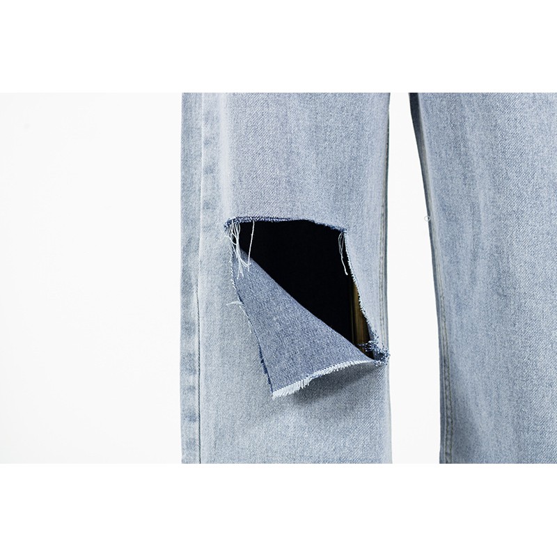 Quần Jeans rách cạp cao xanh nhạt IU