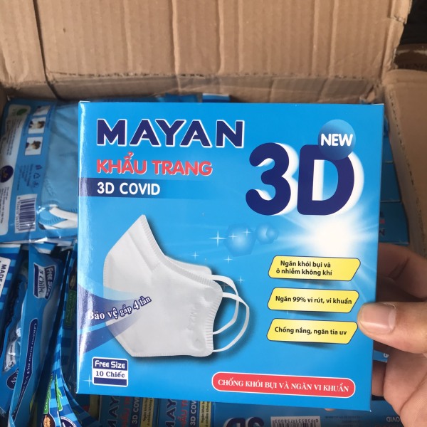 Hộp 10 khẩu trang Mayan 3D Mask N95 (MÀU XANH DƯƠNG)