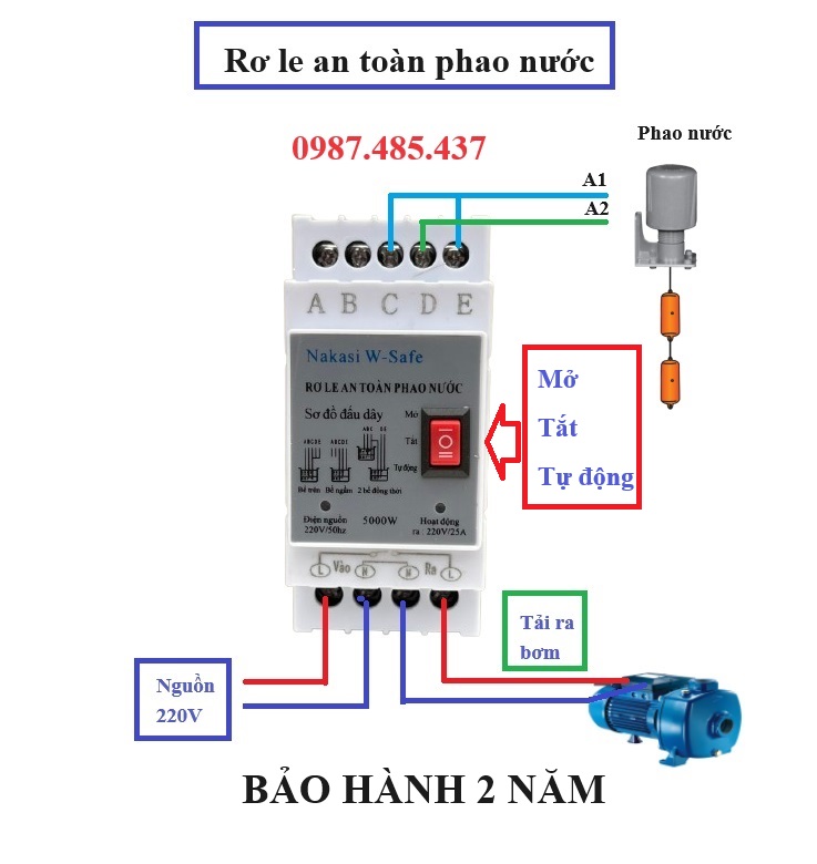 Phao điện máy bơm nước - Phao điện tự động 70AB