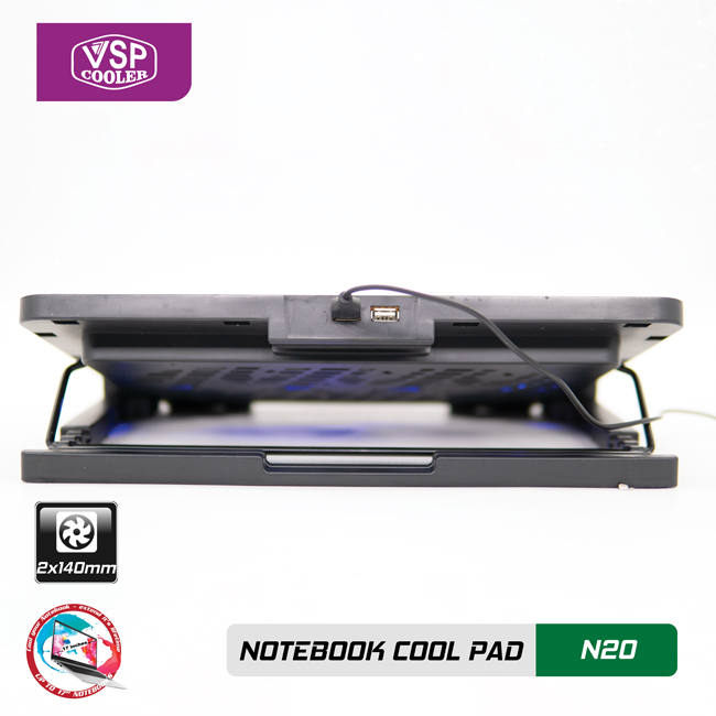 Đế tản nhiệt Laptop Notebook cool pad N20 - 2 fan làm mát