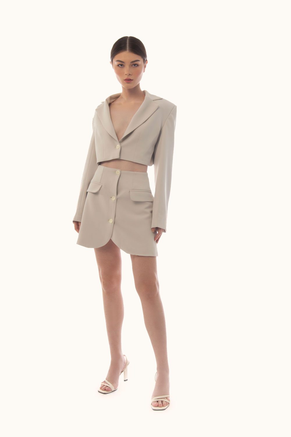 DAPHALE - Set Áo Blazer Croptop và Chân Váy Elodie