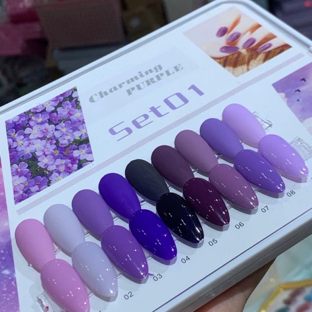 [HCM]SET SƠN GEL TÍM 9 CHAI TẶNG BẢNG MÀU