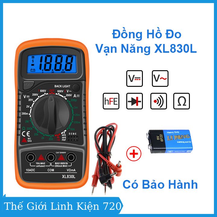 Đồng hồ đo điện tử vạn năng XL830L, đồng hồ đo điện đa năng, đo điện áp,.. hiển thị số, đồng hồ đo có kèm pin theo