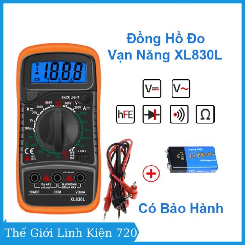 Đồng hồ đo điện tử vạn năng XL830L, đồng hồ đo điện đa năng, đo điện áp,.. hiển thị số, đồng hồ đo có kèm pin theo