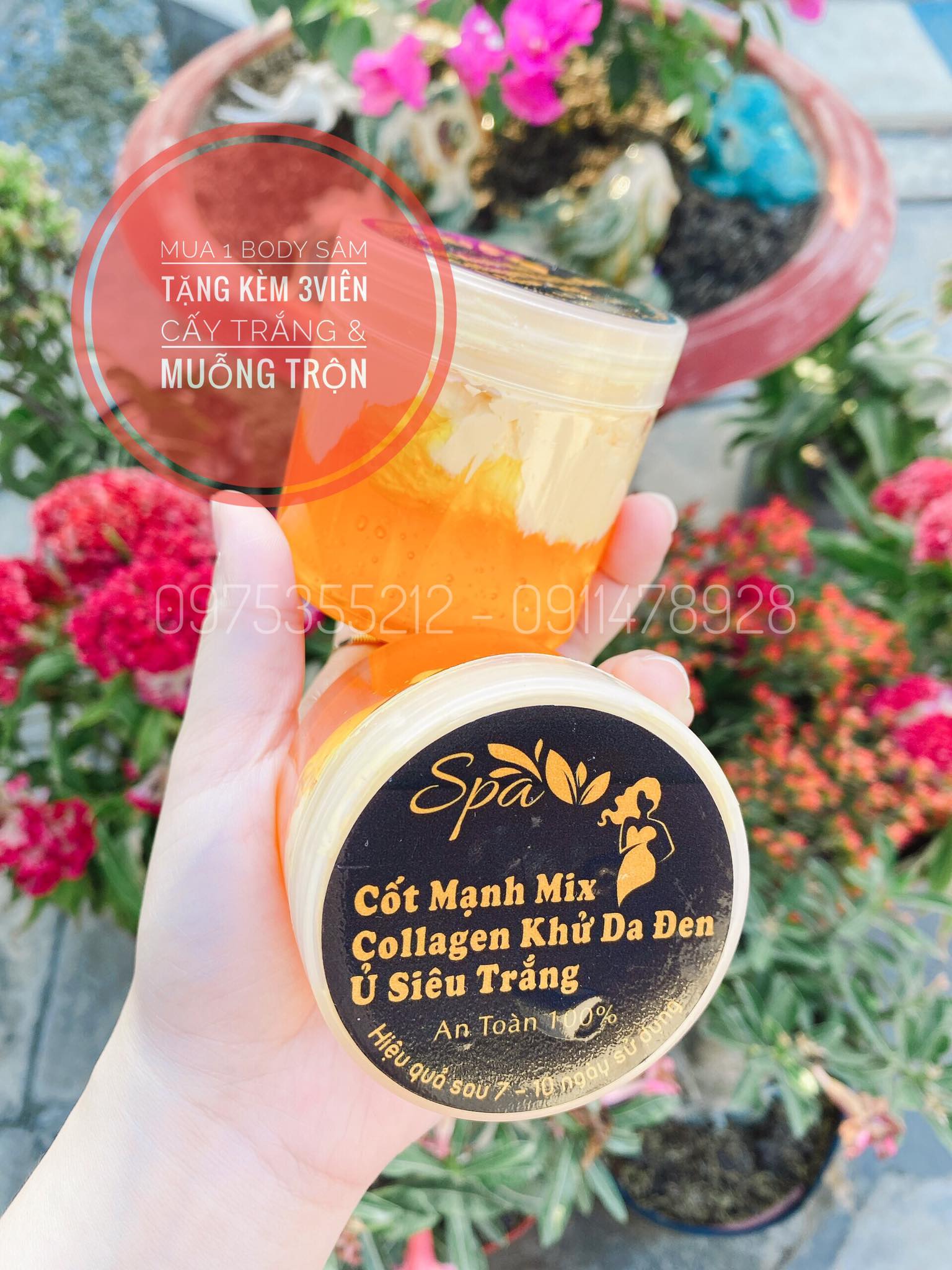[HCM]Ủ mạnh mix khử da đen siêu trắng kem body cốt thái TẶNG KÈM 3V VITAMIN & MUỖNG TRỘN