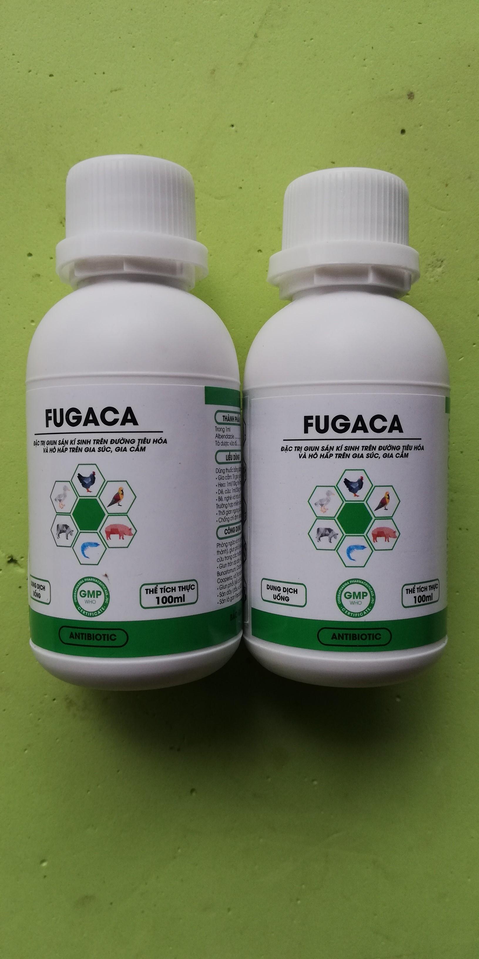 1 lọ FUGACA 100 ml Chuyên dùng cho gia súc và gia cầm, chó , mèo, thỏ, ngựa, dê mắc giun sán ký sinh trên đường tiêu hóa và hô hấp