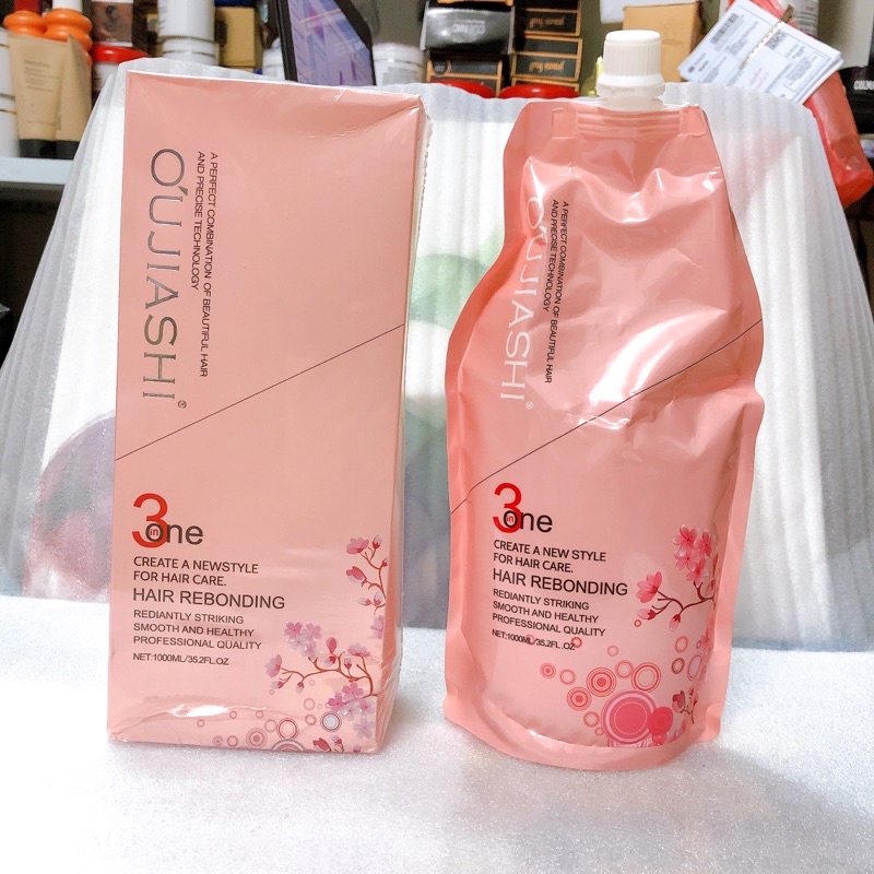 Kem duỗi ép tóc hoa anh đào 3in1 không cần dùng dập lần 2 1000ml