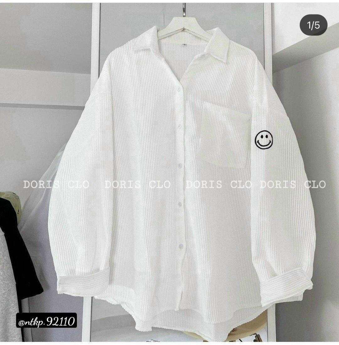 Áo Sơmi Nam Nữ Nhung Tăm In Hình Mặt Cười. Tay Bồng Cực Xinh TP270