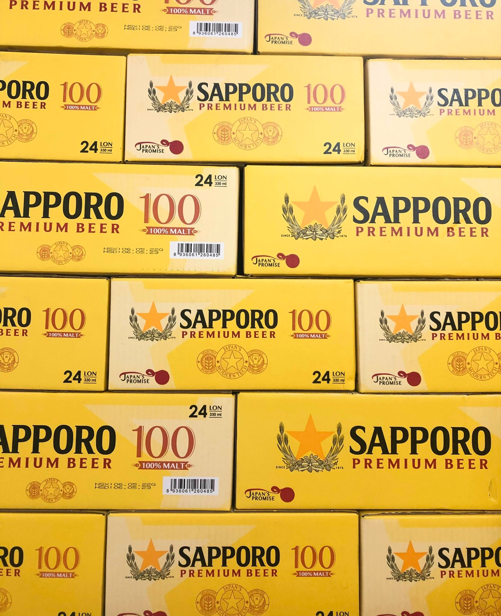Thùng beer Sapporo Premium 100 - 24 lon 330ml 3.5% cồn