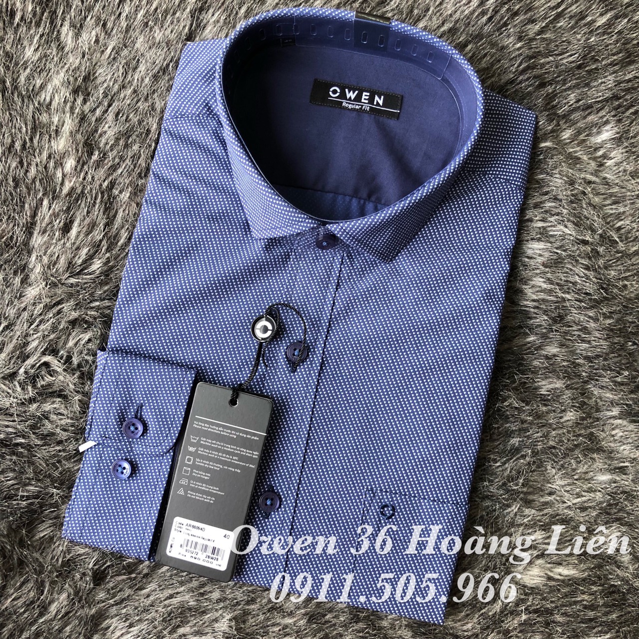 Áo sơ mi dài tay Owen AR68094D - Áo sơ mi nam chấm bi