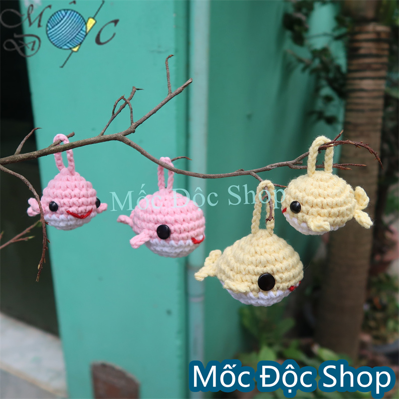 Móc khóa len handmade cá voi (nhiều màu)