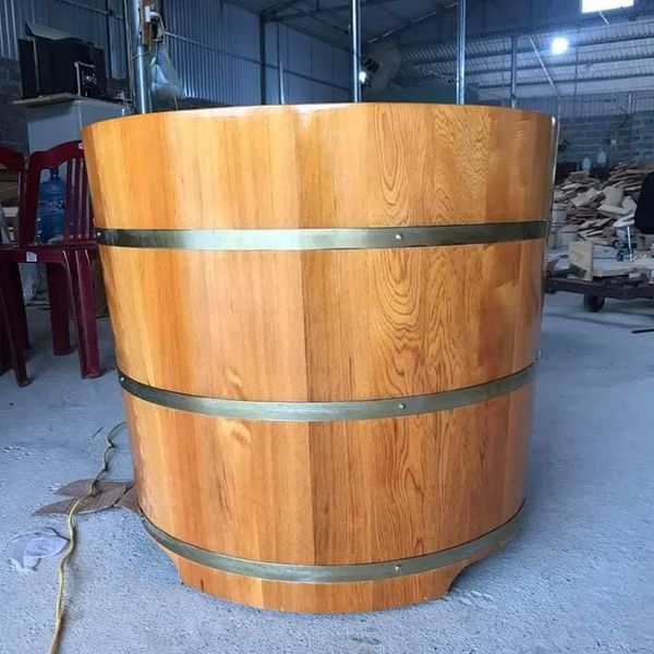 bồn tắm tròn gỗ thông