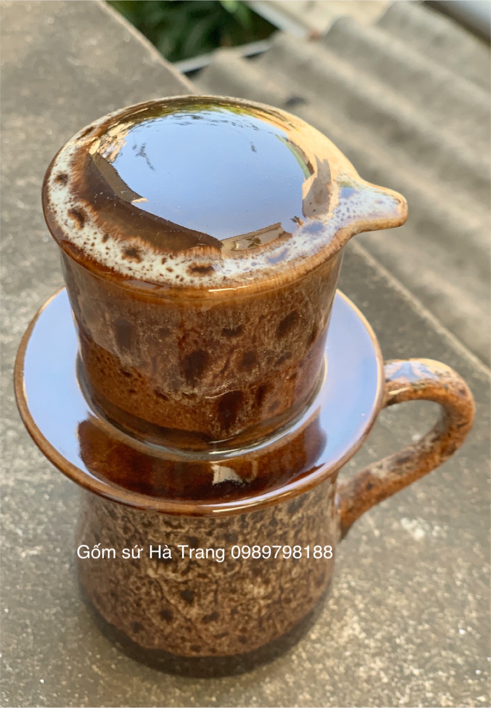 Phin pha cafe gốm sứ Bát Tràng cao cấp men hoả biến trắng