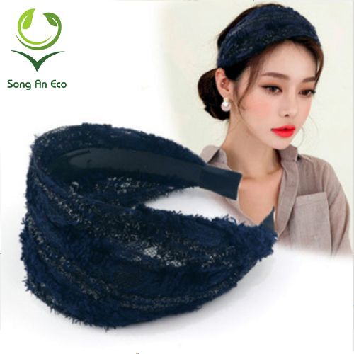 (5 màu) Bờm cài tóc bản to ren hoa dễ thương BN131