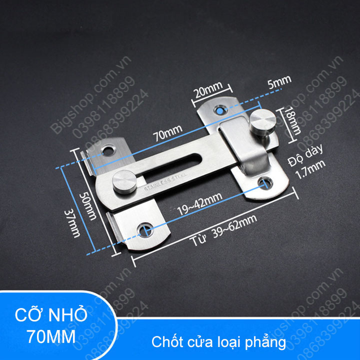 Bộ khóa cài cửa trượt, cửa lùa có then cài được bằng thép không gỉ, bền, chắc chắn