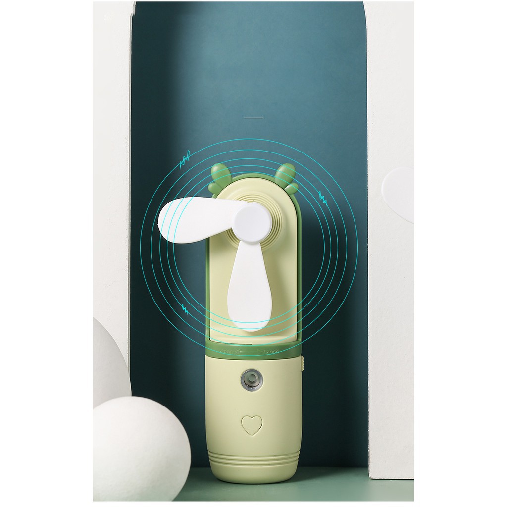 Máy Phun Sương Mini Kèm Quạt Cầm Tay Nhiều Màu Sắc