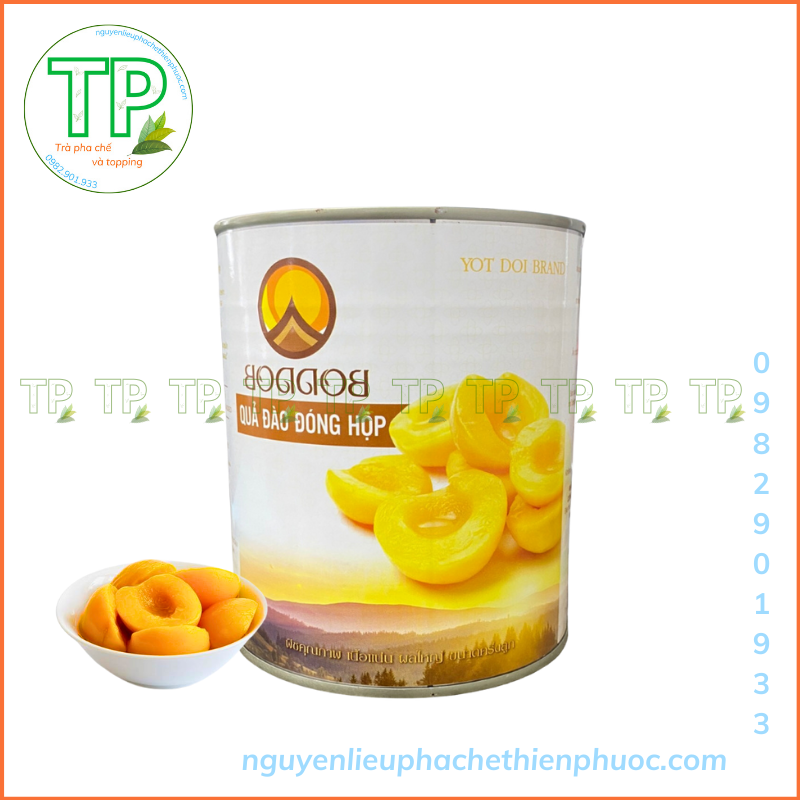 Đào ngâm Hosen đóng lon 825g (loại ngon, cao cấp, thơm giòn)