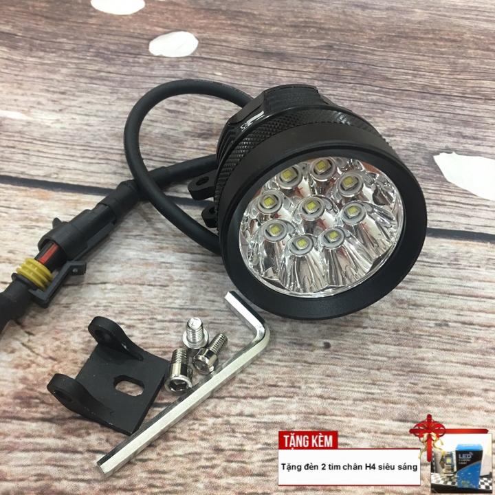 Đèn trợ sáng xe máy l9x - đèn pha led 9 bóng sáng siêu mạnh - tặng ngay đèn led 2 tim chân h4