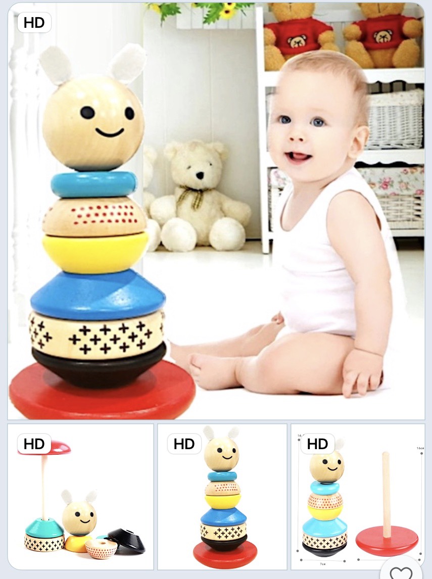 Bộ Xếp Gỗ Lật Đật Hình Thỏ( hàng quà tặng)