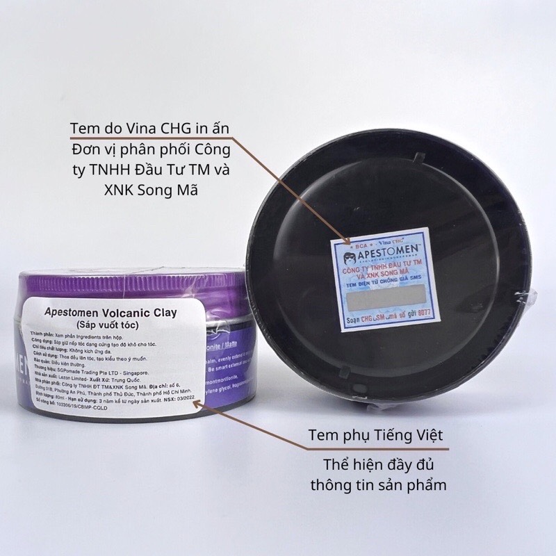 [HCM]Sáp Vuốt Tóc Apestomen Volcanic Clay Version 5 80g