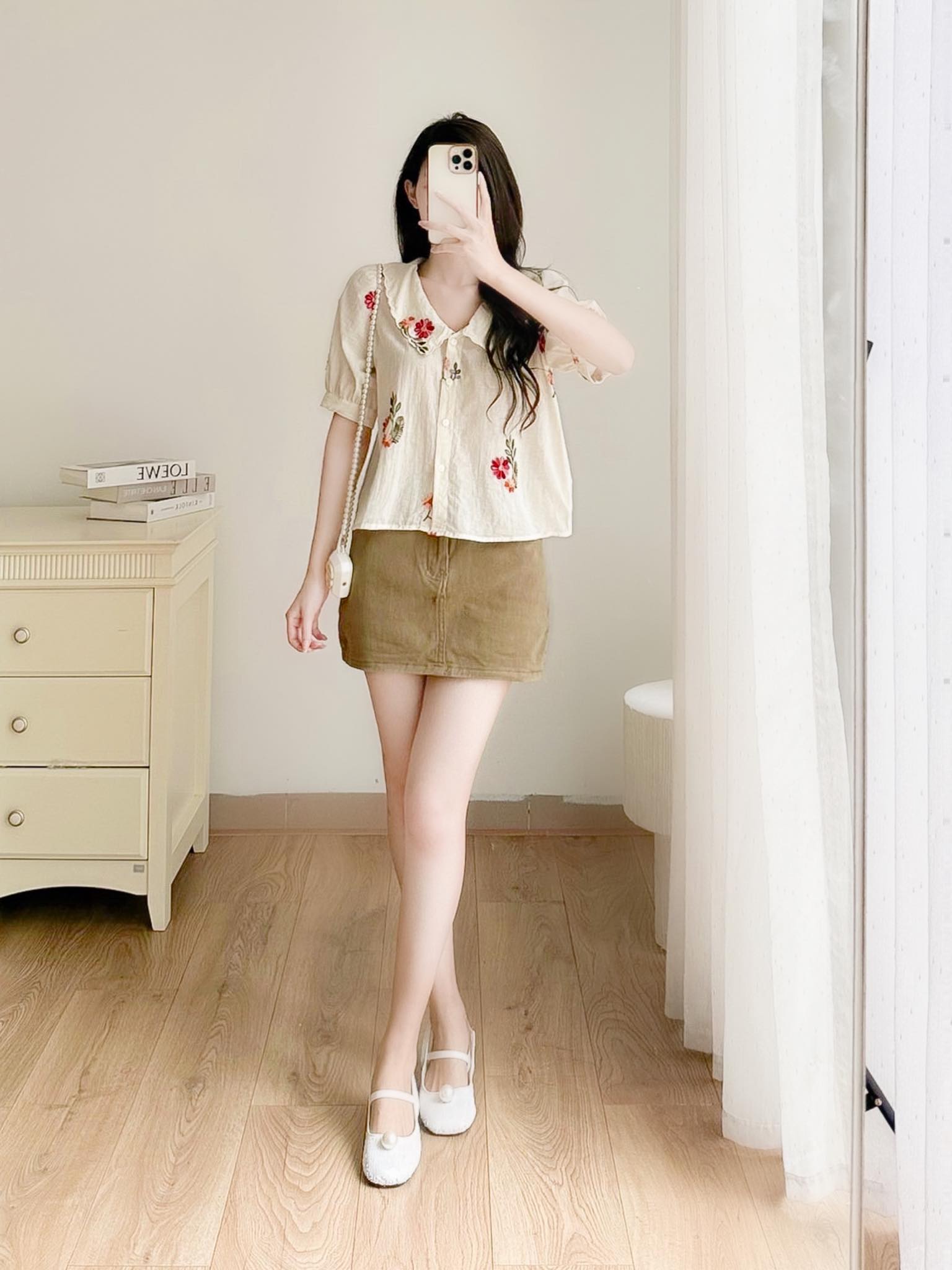 Áo sơ mi nữ myan thiết kế họa tiết hoa thêu avn042311