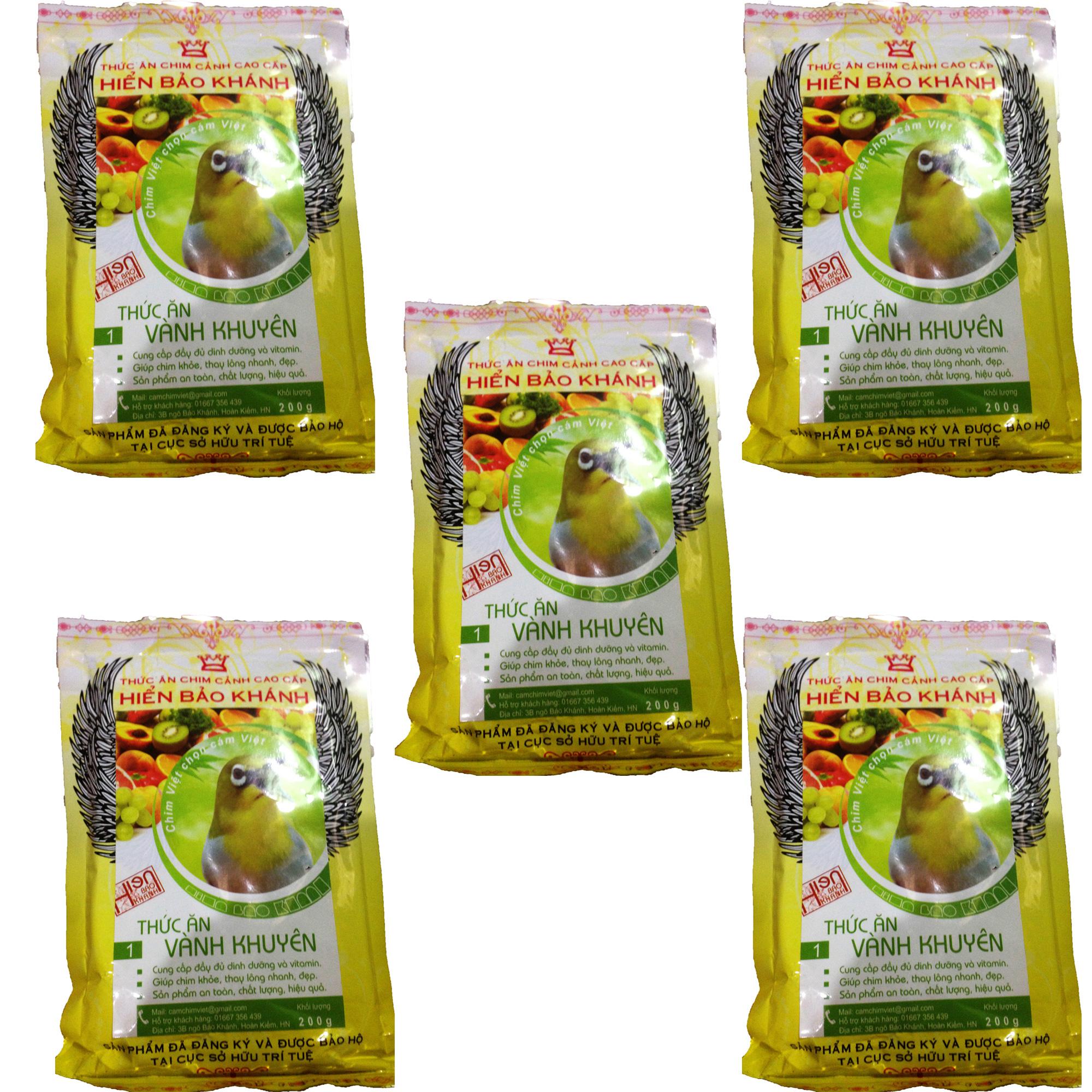 Combo 5 gói cám hiển bảo khánh vành khuyên dưỡng - thay lông 200g - thức ăn chim cao cấp