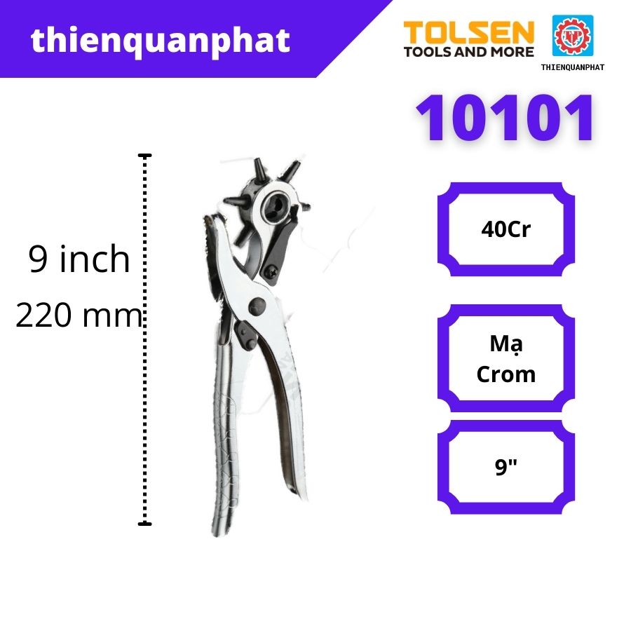 Kìm bấm lỗ, kìm đục lỗ cầm tay thủ công cho túi xách dây đồng hồ thắt lưng dụng cụ đục lỗ tròn Tolsen 10101