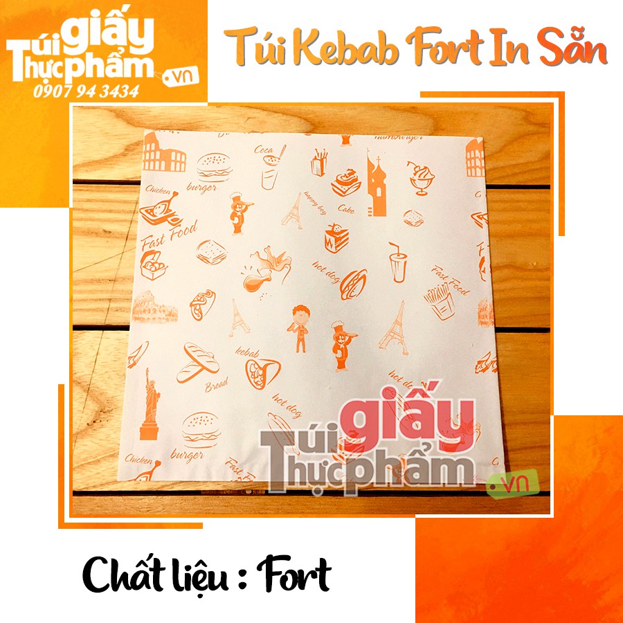 [Giá gốc]1000 túi giấy Kebab (Fort - in sẵn)