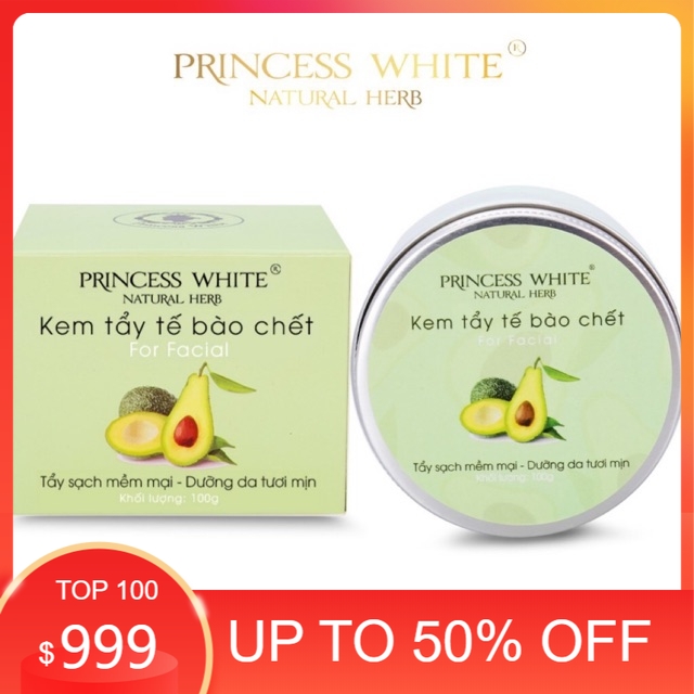 Kem tẩy tế bào chết da mặt princess white hộp 100g
