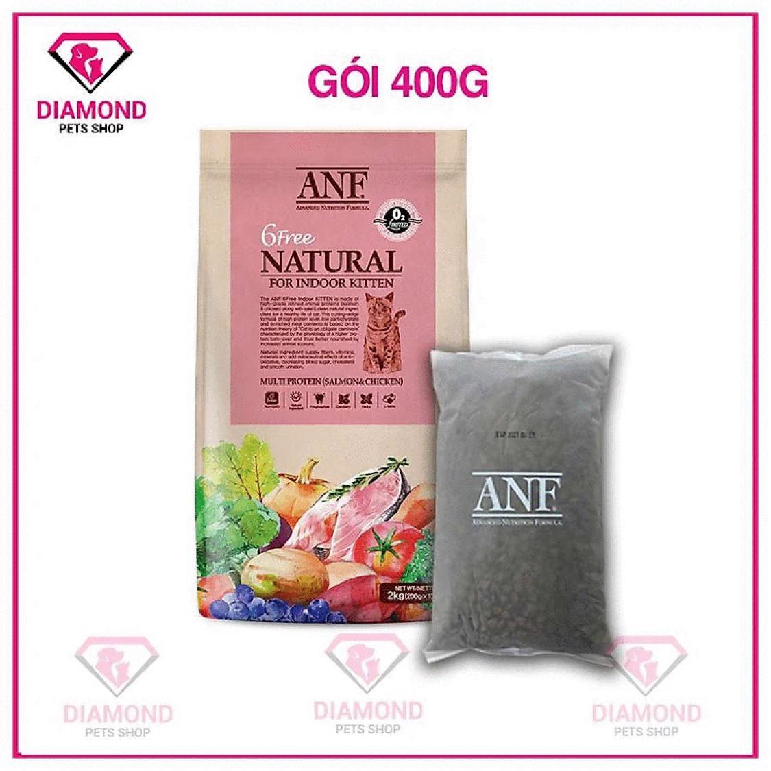 (Mua 1 TẶNG 3 HÀNG MẪU) THỨC ĂN HẠT CHO MÈO ANF 6 FREE 400g