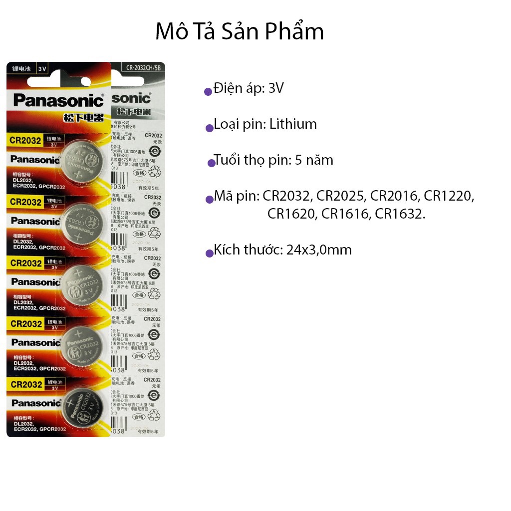 Vỉ 5 viên pin Panasonic CR2032