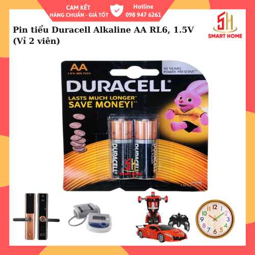 Pin tiểu Duracell Alkaline AA LR6 1.5V (vỉ 2 viên)