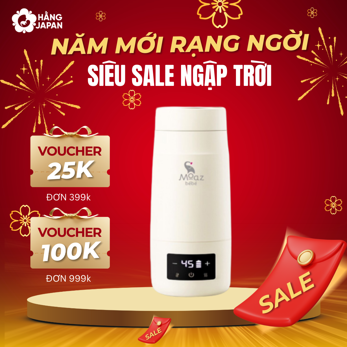 Bình đun nước pha sữa di động MoazBeBe MB058 - Bảo hành 12 tháng- mẫu mới UNIVERSE
