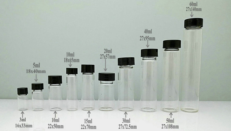 Chai - lọ thủy tinh 2ml - 3ml - 5ml - 10ml - 20ml - 30ml- 40ml-50ml-60ml