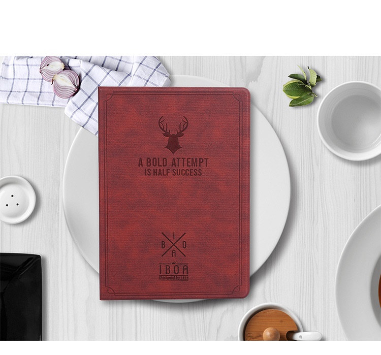 Ốp Ipad, Bao da Ipad cao cấp IBOA logo đầu hươu cực hot màu Đỏ booc đô