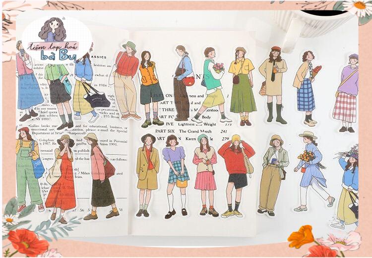 Set 40pcs stickers cô gái cá tính dùng để trang trí