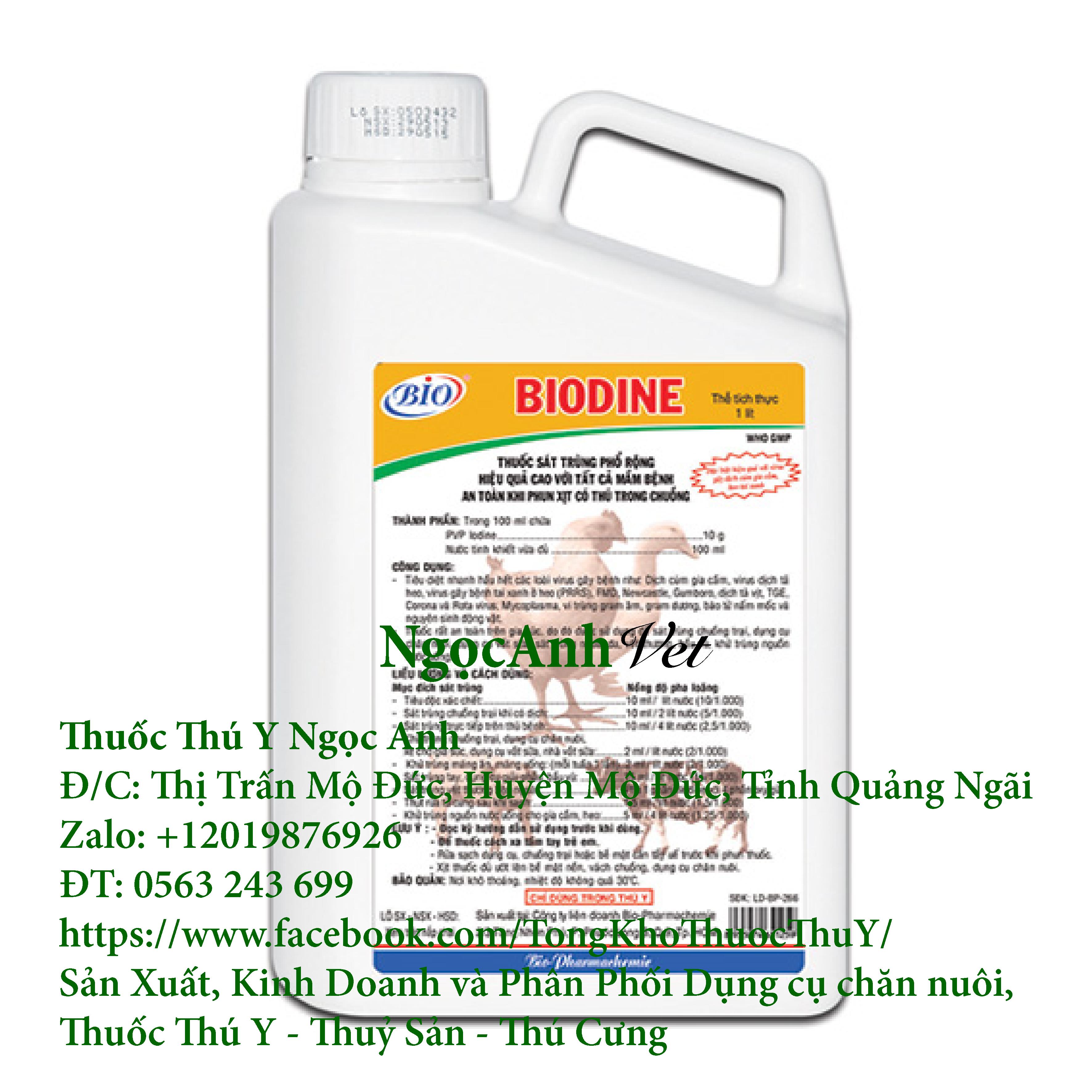 Sát Trùng Chuồng Trại Khu Vực Nuôi Động Vật - BIODINE 1000ML