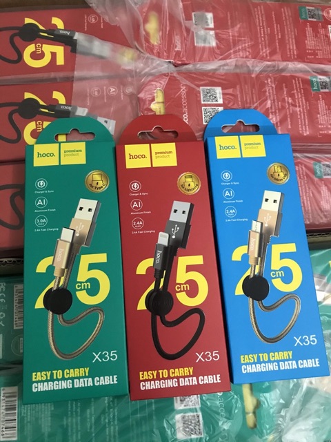 ? [Chính hãng Hoco] Cáp sạc Lightning / Android / Type C dài 25cm Hoco X35 ? Dây ngắn Iphone dùng cho sạc dự phòng