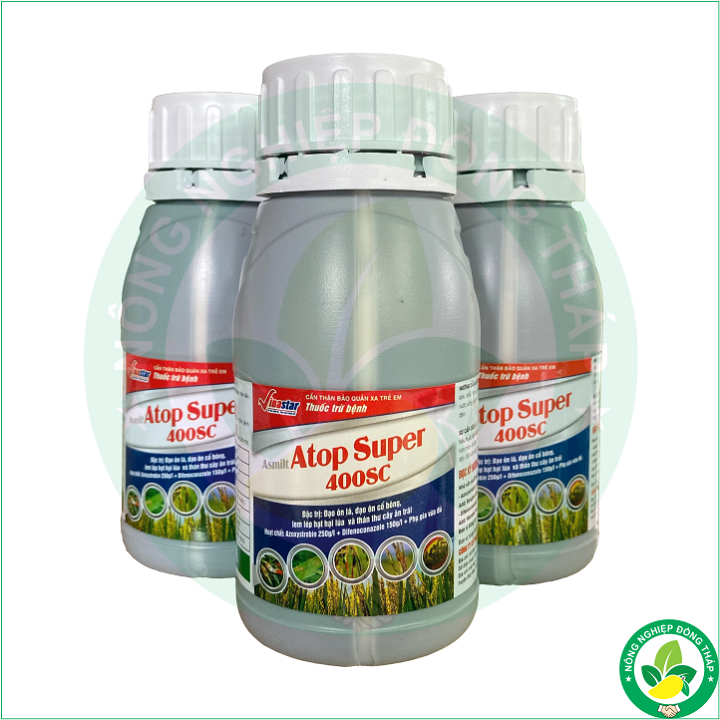 Thuốc Trừ Bệnh Asmilt Atop Super 400SC – Đặc Trừ Đạo Ôn Lá, Đạo Ôn Cổ Bông, Lem Lép Hạt Hại Lúa Và Thán Thư Cây Ăn Trái (Chai 240ml)