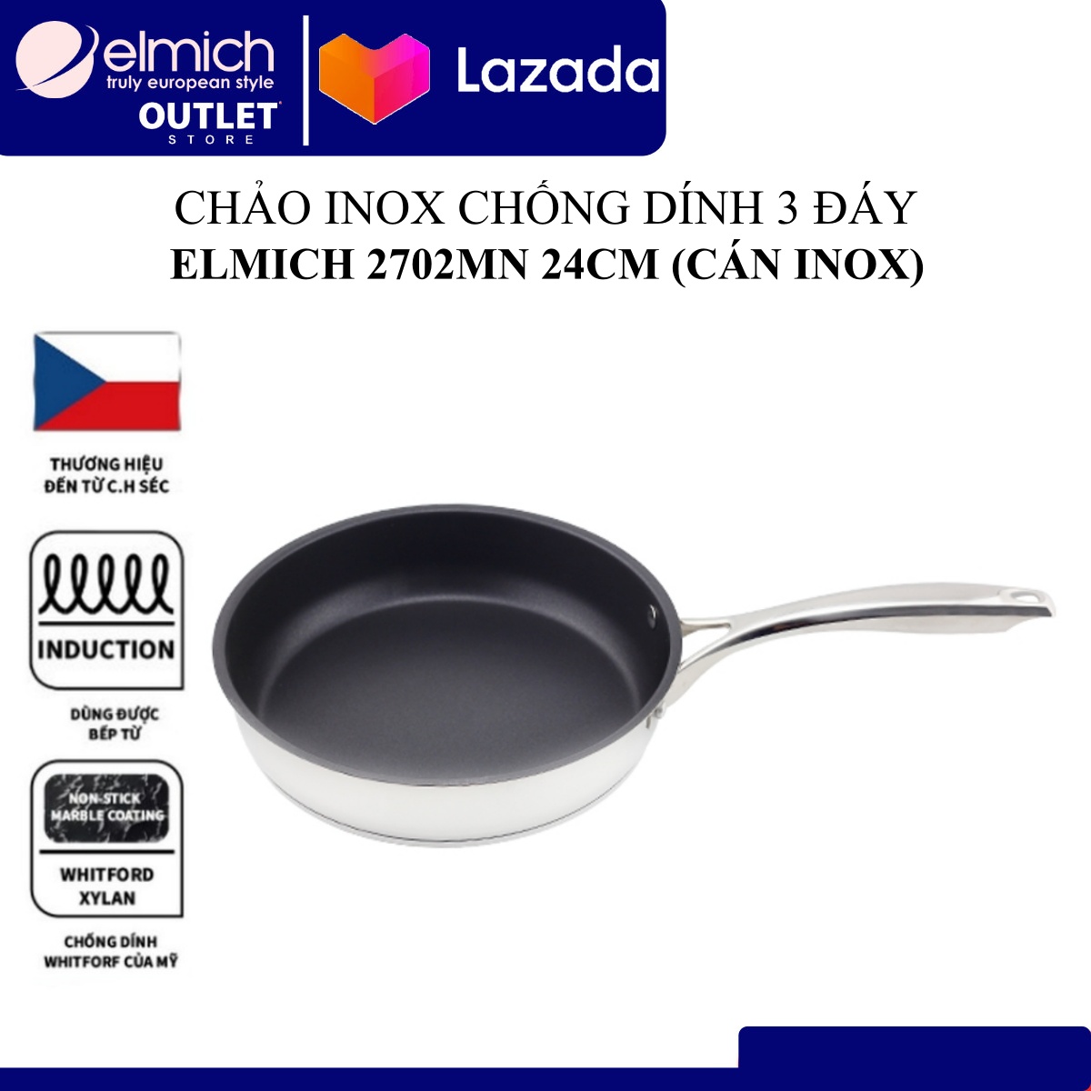 Chảo INOX chống dính Smartcook (Size 20, 24cm)