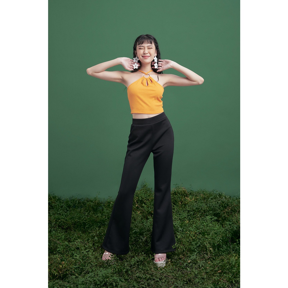 Dottie - quần thun ống loe nữ dottie đen - q0244