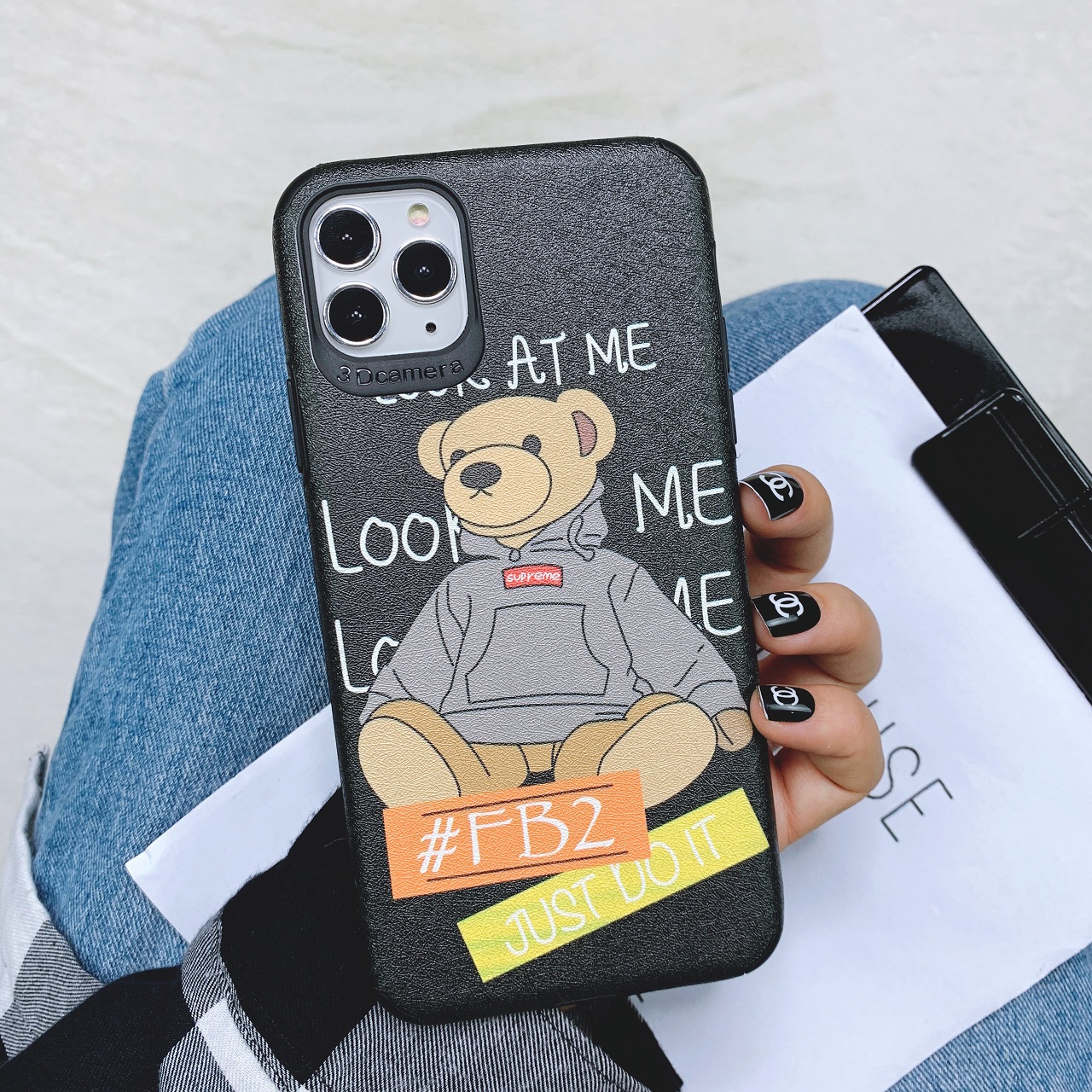 Ốp Lưng Da IMD Look at me Bear