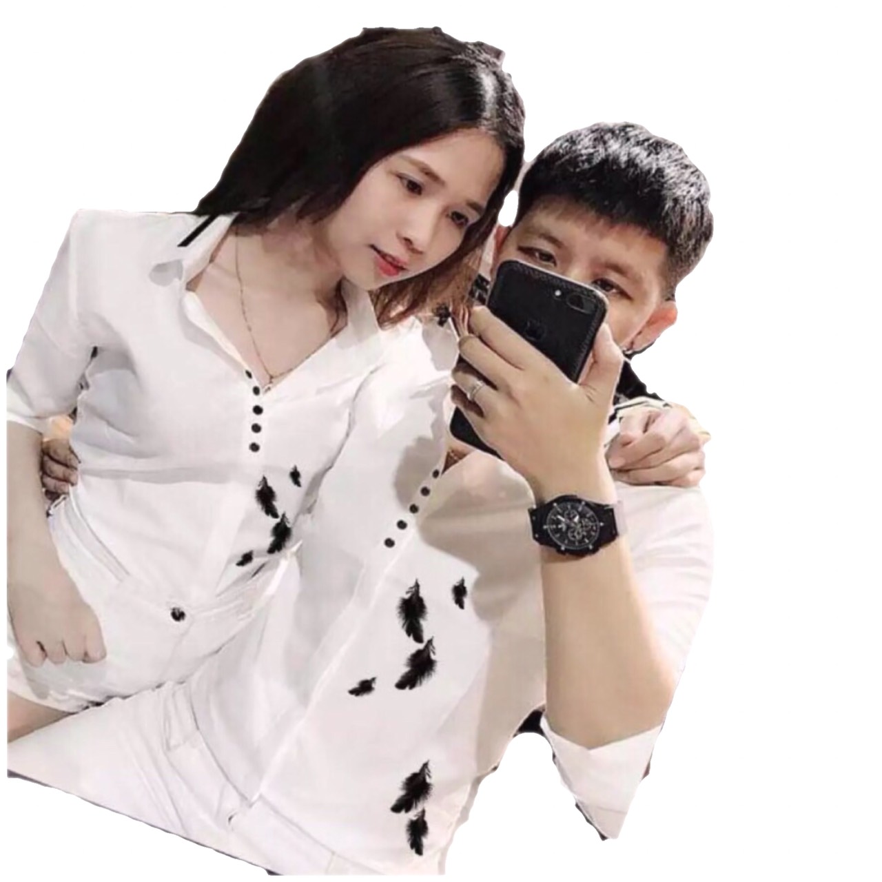 [HCM]Aó sơ mi in cặp lụa kate đang hót cho các cặp đôi tre năm2020