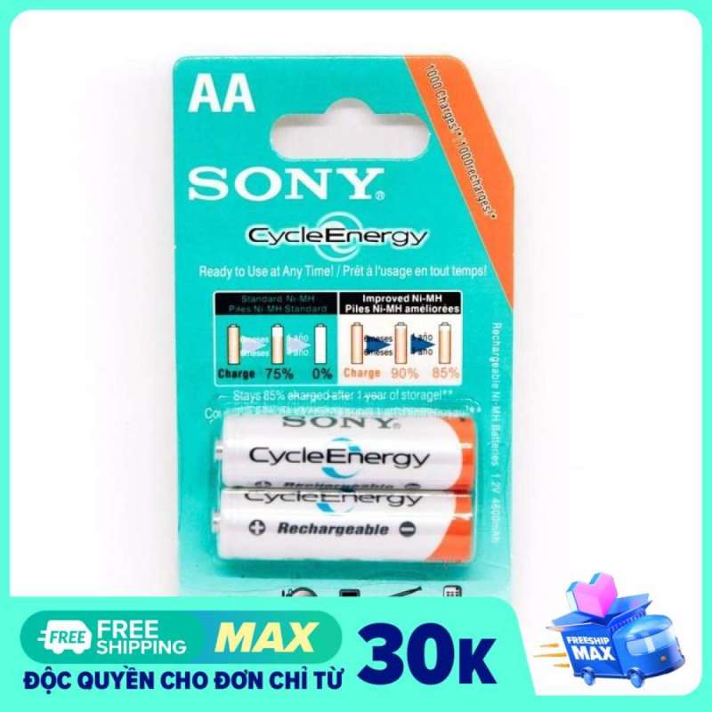 Vỉ 2 pin sạc AA lớn Sony CycleEnergy 4600 mah