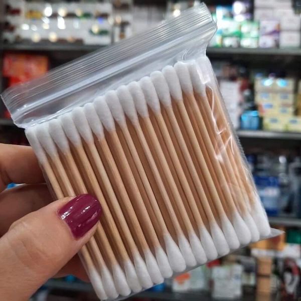 Bịch tăm bông 100 que thân gỗ