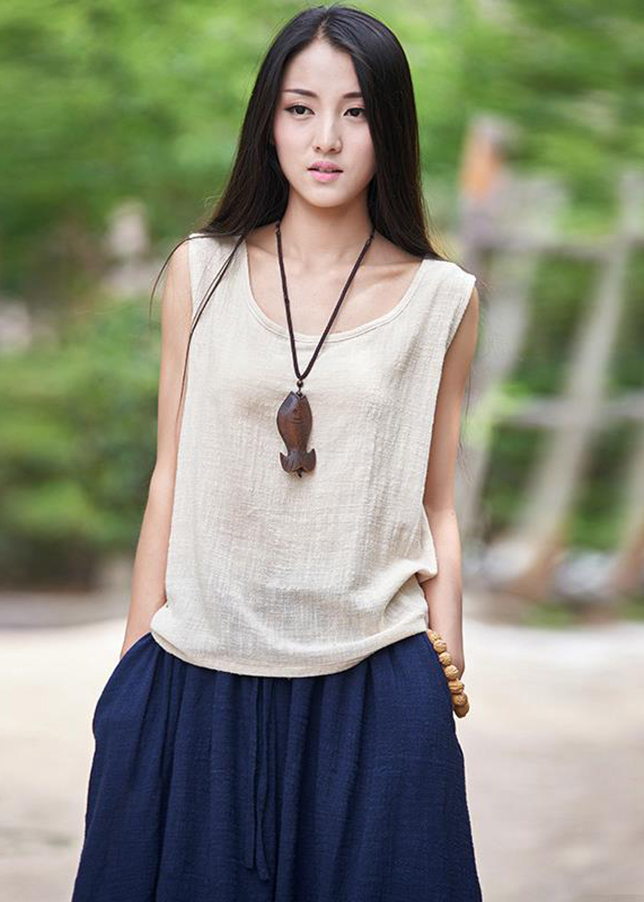 [HCM]Áo Kiểu Nữ Sát Nách Chất Liệu Thô Đũi