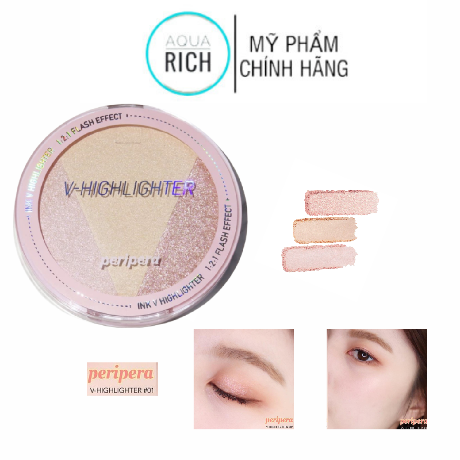 Phấn Highlight Bắt Sáng PERIPERA Ink V-HIGHLIGHTER – 01 - GLAM