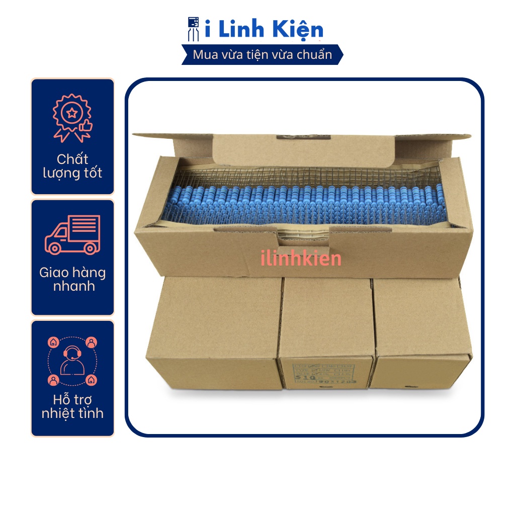 Điện trở vạch 2W 470K 1% chân đồng (10c)