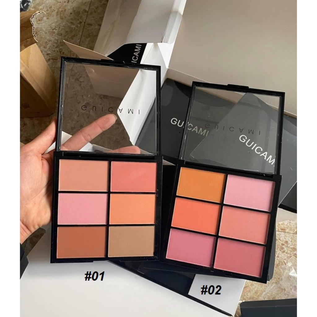 Bảng má hồng GUICAMI Pro Multi Blush Color Palette 6 ô màu đa dạng, mịn tự nhiên